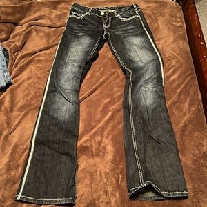 Cowgirl Tuff - Indigo and Cream W-28 L-35